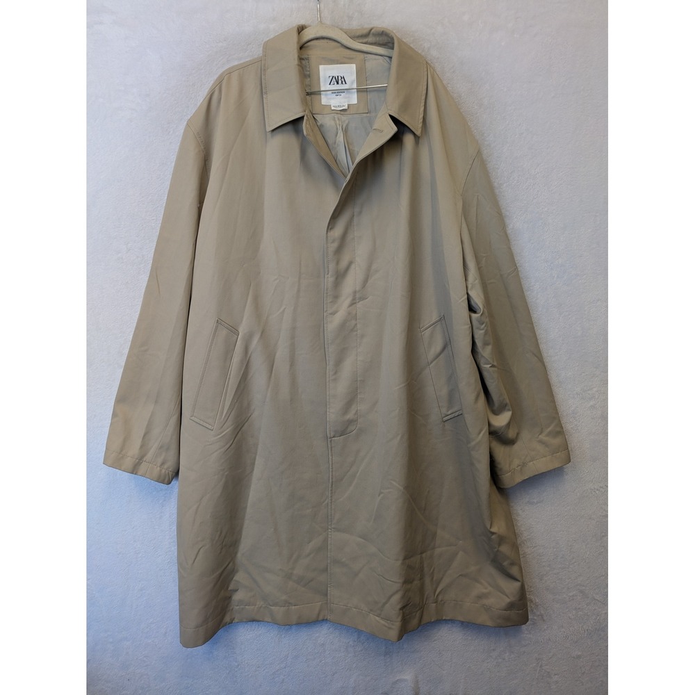 Zara Man Edition Classic Tan Trench Coat Overcoat Mens XL